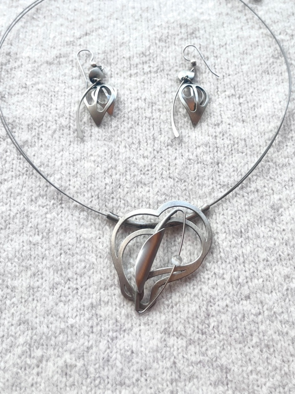 Montreal Designer Christophe Poly - Modernist Kinetic Necklace & Earring